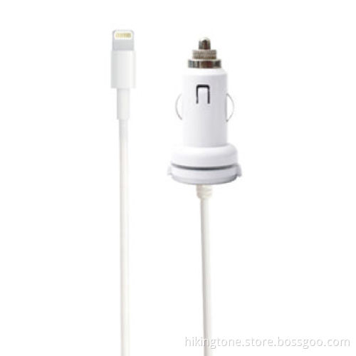 DC 5V 1A or 2.1A Car Charger, Attached MFI Cable, for iPhone 5